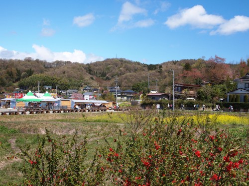 140415　福島県福島市花見山公園の情報　ぼけ　物産ブース