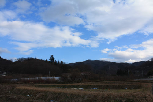 福島県福島市花見山公園2020年12月28日画像。寒々しい花見山