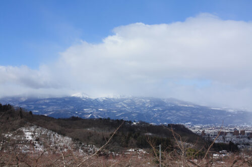 福島県福島市花見山公園2021年1月20日画像。花の谷コースのビュースポット